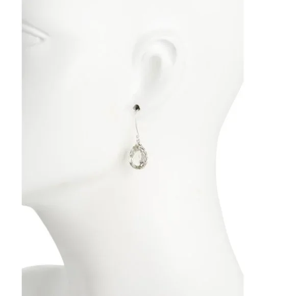 SHIVAM  India Sterling Silver Green Amethyst Drop Earrings - Picture 2 of 2